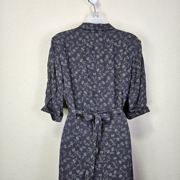 Sundance Womens 10 Silk Floral Maxi Dress Retro Botanical Palm Tree Belted Green - Picture 10 of 16